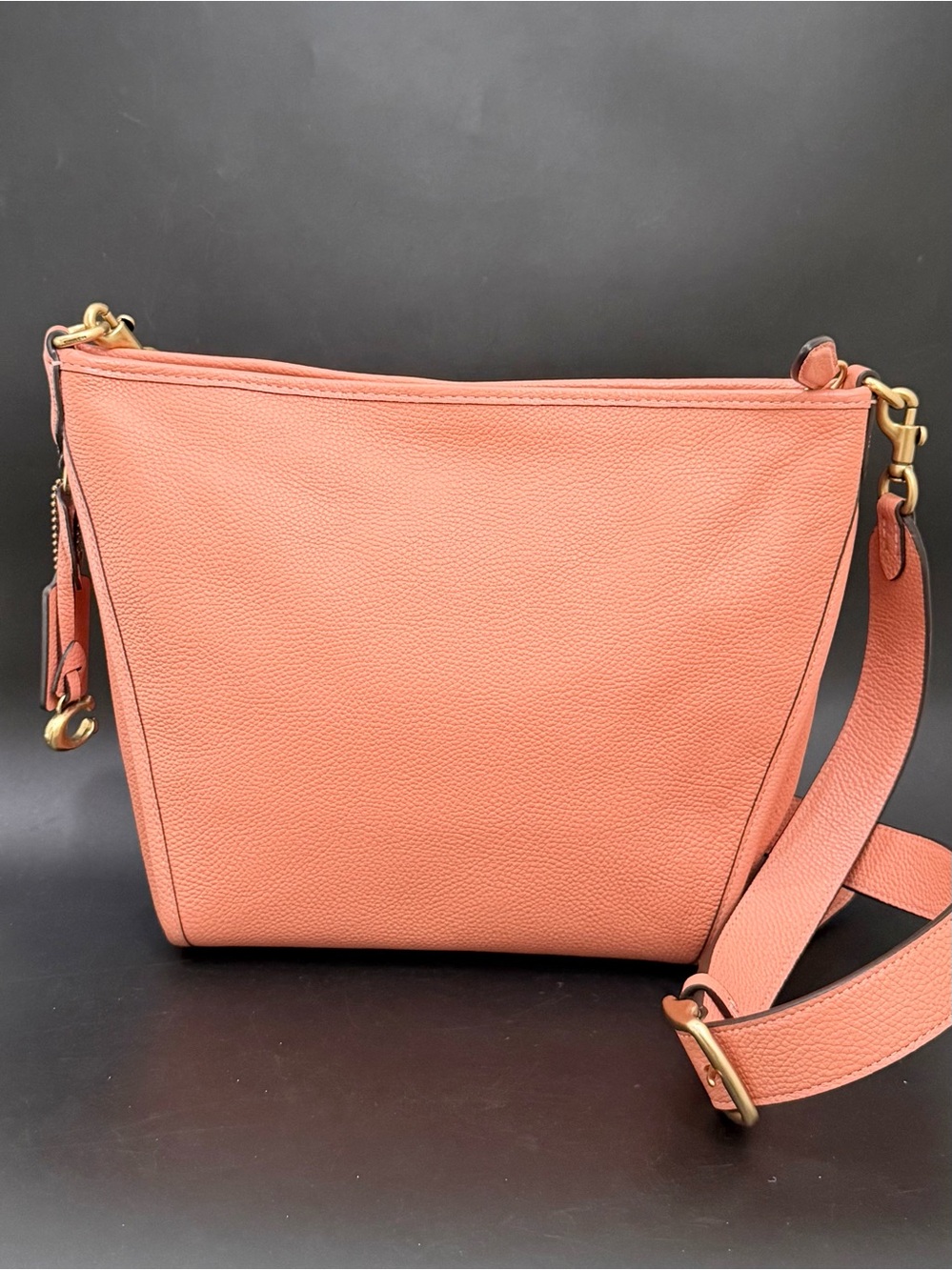 COACH C8482 Small Dufflette Light Coral Polished Pebbled Leather Crossbody Bag